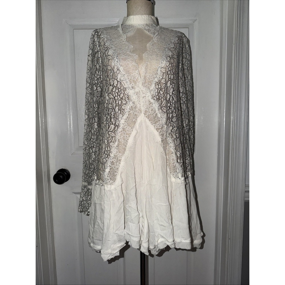 Free People Tell‎ Tale Lace Tunic Whimsy Cottage Victorian Size M